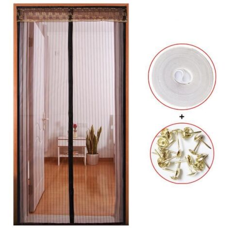Moustiquaire magnétique pour porte 90x210 cm, sans perçage, avec bande adhésive, contre moustiques et insectes pour couloirs. (1/4)