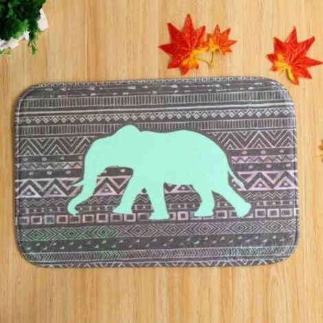 Tapis d'entrée - Seuil décoratif - Motif éléphant - Antidérapant - 40x60 cm - Style moderne (1/4)
