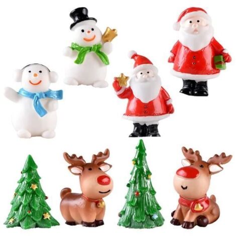 Figurines de Noël - 8 pièces en résine aux couleurs vives - Décoration intérieure (1/4)