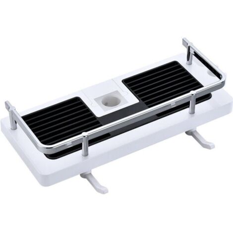 Étagère de douche sans perçage pour poteau avec support de pommeau, tablette de rangement pour salle de bain. (1/3)