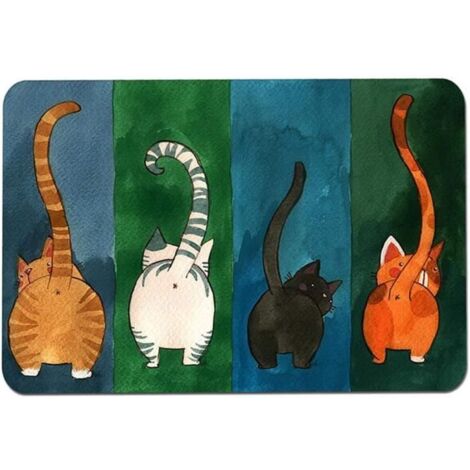Paillasson Antidérapant Motif Chat, Tapis d'Entrée Absorbant Décoratif, 50x80cm (1/4)