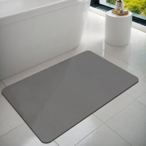 Tapis de bain gris 40 x 60 cm antidérapant, à séchage rapide, en microfibre lavable, idéal pour douche et baignoire. (1/5)