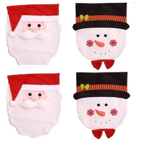 Housse de chaise - Bonnet de Père Noël - Lot de 6 - Rouge - Non tissé - Décoration de Noël (1/4)