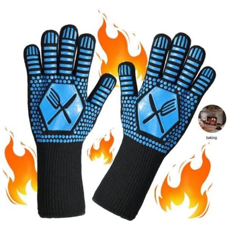 Gants de cuisine résistants à la chaleur, antidérapants et anti-brûlure, pour barbecue, four et micro-ondes. (1/4)