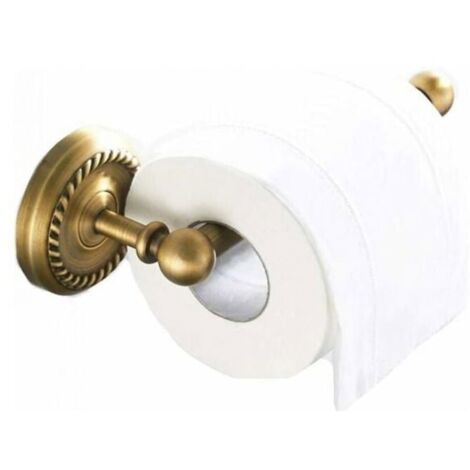Porte-Rouleau de Toilette en Laiton Antique, Support Vintage pour Salle de Bain avec Plateau pour Téléphone (1/4)