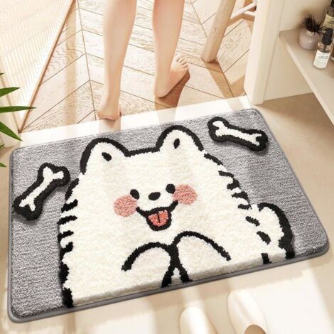 Tapis de Salle de Bain en Forme de Chat Mignon, Lavable en Machine, Antidérapant pour Douche et Salle de Bain, 40x60cm (1/5)