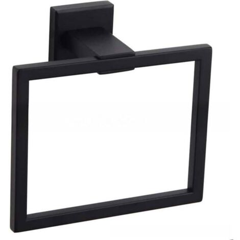 Anneau porte-serviettes carré RisingFF, en acier inoxydable noir pour salle de bain. (1/5)