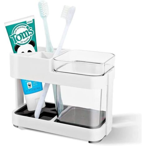 Porte-brosse à dents de salle de bain avec gobelet, pour dentifrice et brosses à dents, organisateur d'accessoires. (1/5)