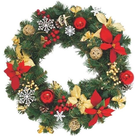 Autocollants de Noël en PVC - Couronne de Noël - 39x39 cm - Décoration murale - Imperméable (1/4)