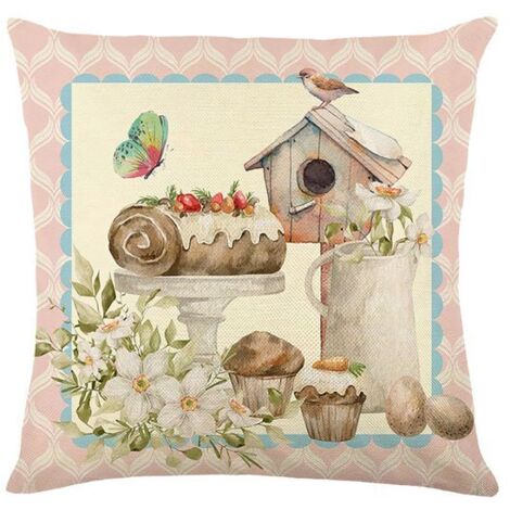 Housse de coussin multicolore - 45 x 45 cm - Lin - Pâques - Design contemporain (1/5)