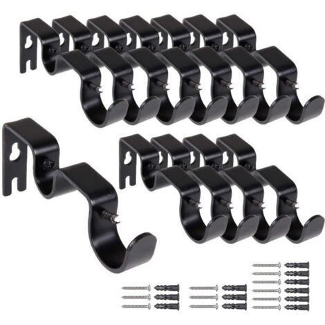 Supports de Tringle à Rideau - Lot de 12 - Métal Noir - Installation Facile - Style Vintage (1/4)