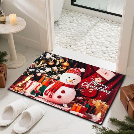 Paillasson Antidérapant Noël, 60x40cm, Tapis de Sol, Tapis de Bain de Noël, Décoration pour Salle de Bain, Chambre, Cuisine, Salon (1/5)