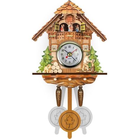 Horloge à Coucou Style Rétro Nordique - Pendule Murale en Bois, Inspirée des Forêts Allemandes Classiques (1/4)
