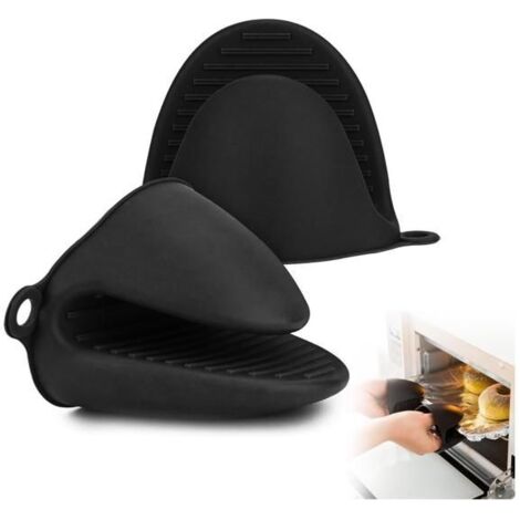 1 Paire de Gants de Cuisine Épais en Silicone, Résistants à la Chaleur, Antidérapants, Noir (1/5)
