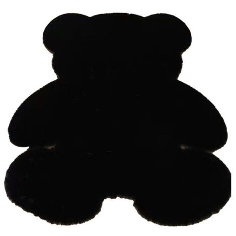 SALUTUYA Tapis Ours Décoratif - Doux et Mignon pour Chambre, Forme d'Ours, Longue Fourrure, Noir 45x60 cm (1/5)