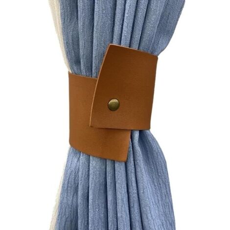 Embrasses de Rideau,
Lot de 2 embrasses classiques en simili cuir - Sans perçage - Boucle pour rideau, 35 x 8 cm, Marron (1/4)