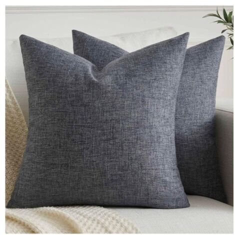 2 housses de coussin 45x45 cm, housses décoratives pour canapé, ensemble pour salon ou chambre, gris. (1/5)