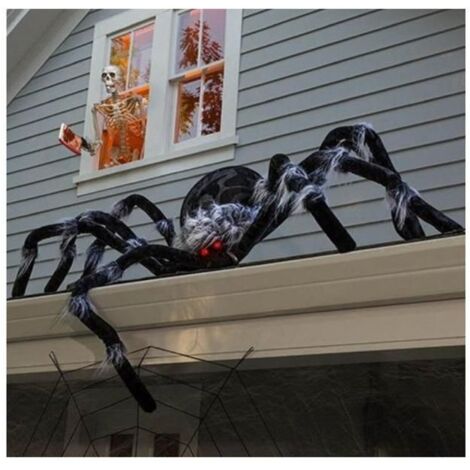Araignée Géante Halloween, Décoration Extérieure Grande Araignée Poilue Fausse avec Yeux Rouges, Déco Horreur pour Jardin Cour Maiso (1/5)