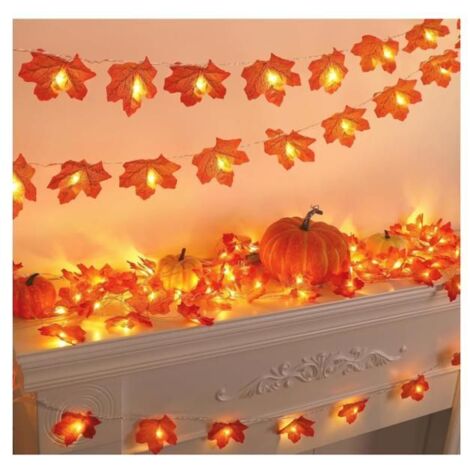 Guirlande Lumineuse Automnale en Feuilles d'Érable, 3 Mètres 20 LED, Décoration pour Halloween et Noël (1/5)