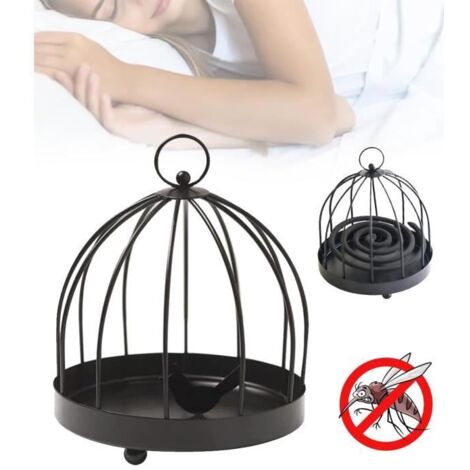 Support de Bobine Anti-Moustique - Fer Noir Rétro - 13,8x13,8x16,5 cm - Résistant à la Rouille (1/4)