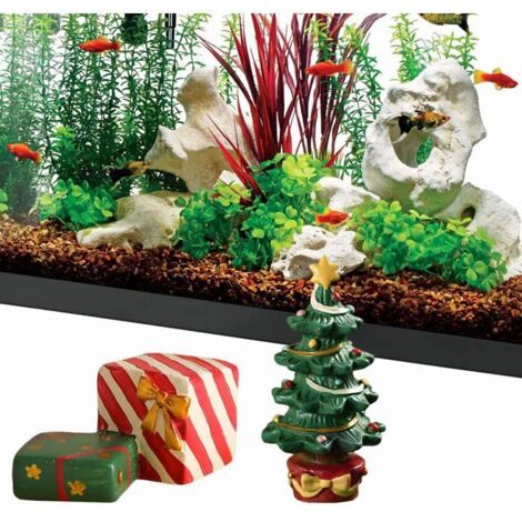 Décorations d'aquarium en résine, arbre de Noël 4 x 5 x 5 cm avec 2 ornements, pour Noël et Thanksgiving. (1/5)