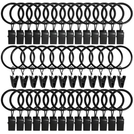 40 Pièces Anneaux Rideaux, Pince à Rideaux Robuste avec Anneaux, Antirouille pour Tringle de 32mm