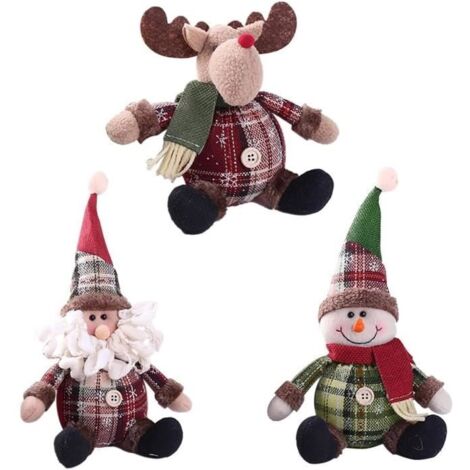 Figurines de Noël - Lot de 3 - Père Noël 28cm, Renne 18cm - Décoration d'intérieur (1/4)