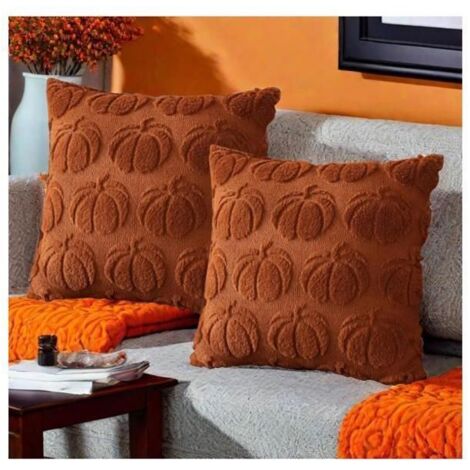 Lot de 2 Housses de Coussin Déco Automne Citrouille 45x45 cm (1/4)