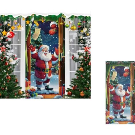 Décoration de Noël - Bannière de Porte Père Noël, Décoration Murale Festive (1/5)