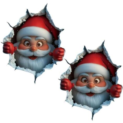 2PC Stickers Muraux de Noël - Père Noël en Train de Casser les Toilettes, Décorations Amusantes et Amovibles (1/5)