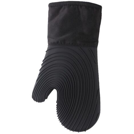 Ensemble de 2 gants de cuisine gris résistants à la chaleur, avec poignées en silicone texturé. (1/5)