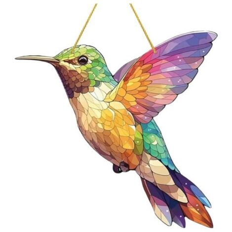 Attrape-soleil Colibri en acrylique coloré pour fenêtre, décoration extérieure suspendue, 20 × 20 cm. (1/5)
