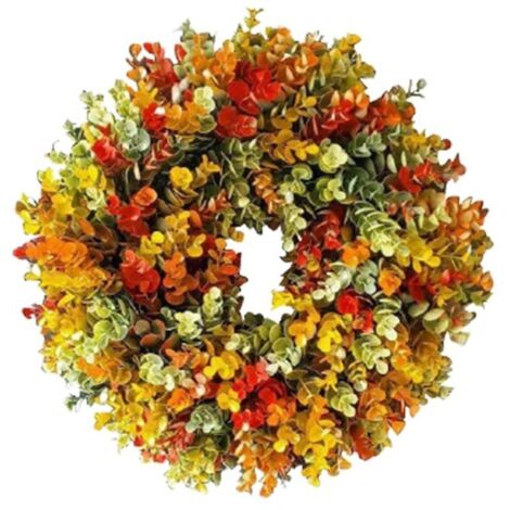Guirlande de porte automnale simulée, décoration de couronne pour porte. (1/5)