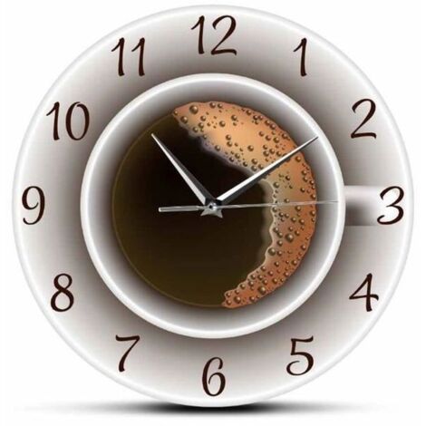 Horloge murale de café - 30 cm - Acrylique - Silencieuse - Décoration moderne pour cuisine (1/4)