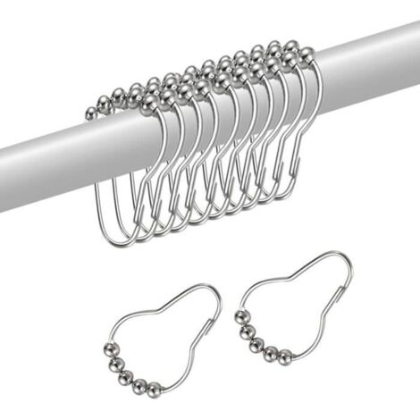 Crochets pour rideau de douche - Lot de 24 anneaux en acier inoxydable pour salle de bain (1/4)