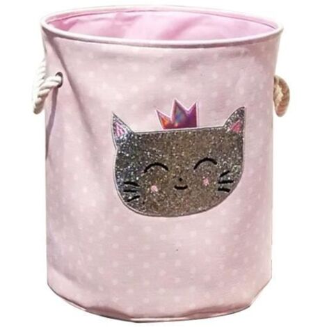 Corbeille à Linge - Sans Marque - Pliable - Tissu Résistant - 35x40 cm - Rose (1/4)