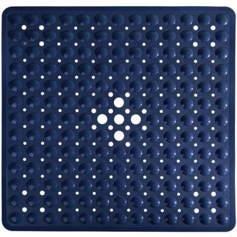 Tapis de douche antidérapant 53x53 cm avec ventouses (bleu marine) (1/4)