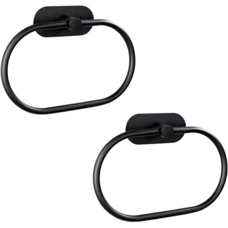 Lot de 2 autocollants muraux pour salle de bain en acier inoxydable, sans perçage, noir. (1/4)