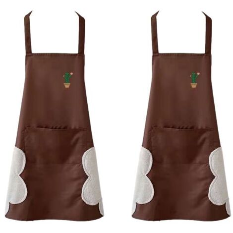 Tablier 2 pièces imperméable, pour s'essuyer les mains, avec ceinture. Idéal pour cuisine et restaurant, salopette à col tombant. (1/5)