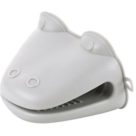 Gants de cuisine en silicone résistants à la chaleur, idéaux pour la cuisson et le grill, couleur gris. (1/4)