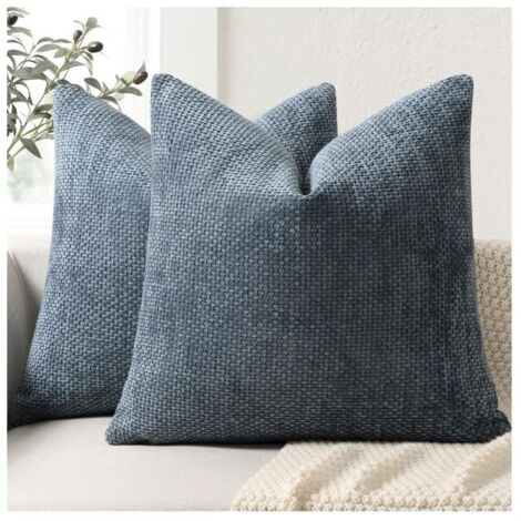 2 housses de coussin, housse de coussin de canapé, décoration moderne, housse de canapé, 45x45cm, Bleu (1/5)