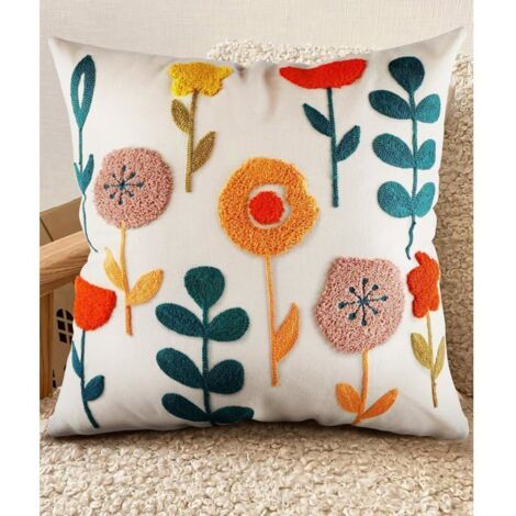 Housse de coussin fleurs, taie d'oreiller fleurs, housse de coussin 45x45 fleurs, décoration de maison printemps. (1/5)