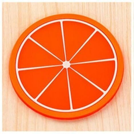 Coussin isolant en silicone - Sous-verre - Orange - Forme de fruit - 1 pièce - Lavable