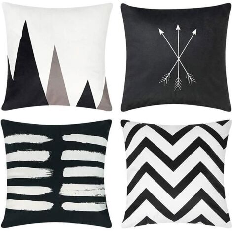 Housses de coussin décoratives en velours, 45 x 45 cm, lot de 4, couleur noir. (1/4)