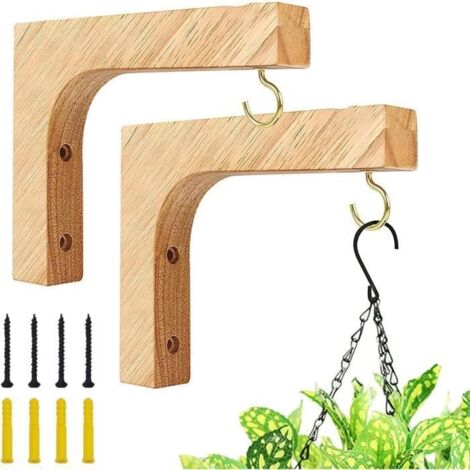 Décoration murale - 2 Pièces Suspension Mural Crochet Plante en Bois - Lot de 2 - 15x13cm multicolore PATERE (1/4)