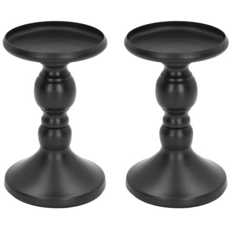 Bougeoirs - OKUMGGYJ - Lot de 2 - Noir mat - 14,5 x 9,4 cm - Idéaux pour décorations de mariage (1/5)