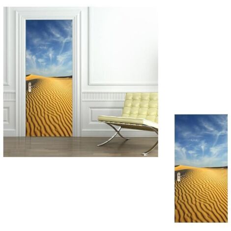 Autocollant Porte Photo PVC Désert Ciel Bleu - Décoration Murale 3D 77x200cm (1/5)