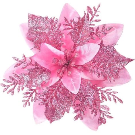 Fleurs Artificielles - Poinsettia - 20 Pièces - 14 cm - Multicolore avec Clips - Décoration Murale de Fête (1/4)