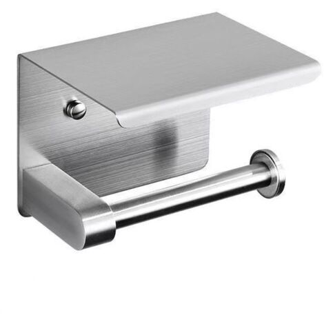 Support mural pour papier toilette en acier 304 - Installation par vis ou adhésif 3M, design argent moderne (1/2)