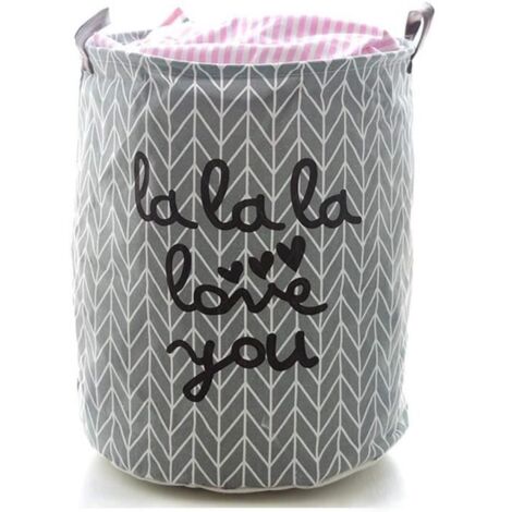 Sac à Linge Sale - Noname - 40x50cm - Coton et Lin - Gris - Pour Vêtements et Jouets (1/4)